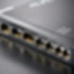 A high-performance Ethernet switch showcasing multiple ports and connectivity options.