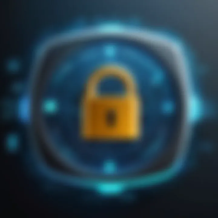 Secure communication depicted through a digital lock symbol.