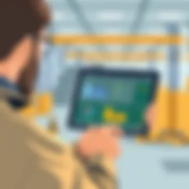 Facility manager utilizing CAFM software on a tablet