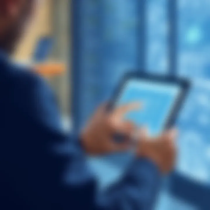 Interactive Engagement with Digital Blueprints User interacting with a digital blueprint on a tablet