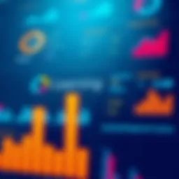 A visual representation of a Learning Management System dashboard with various analytics.