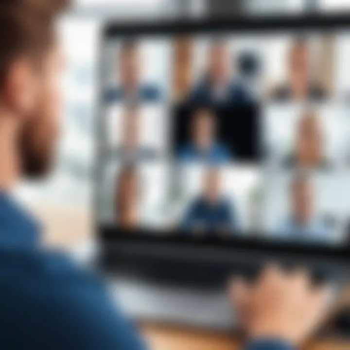 A close-up of a user engaging with video conferencing software