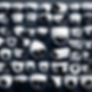 Various types of surveillance cameras displayed