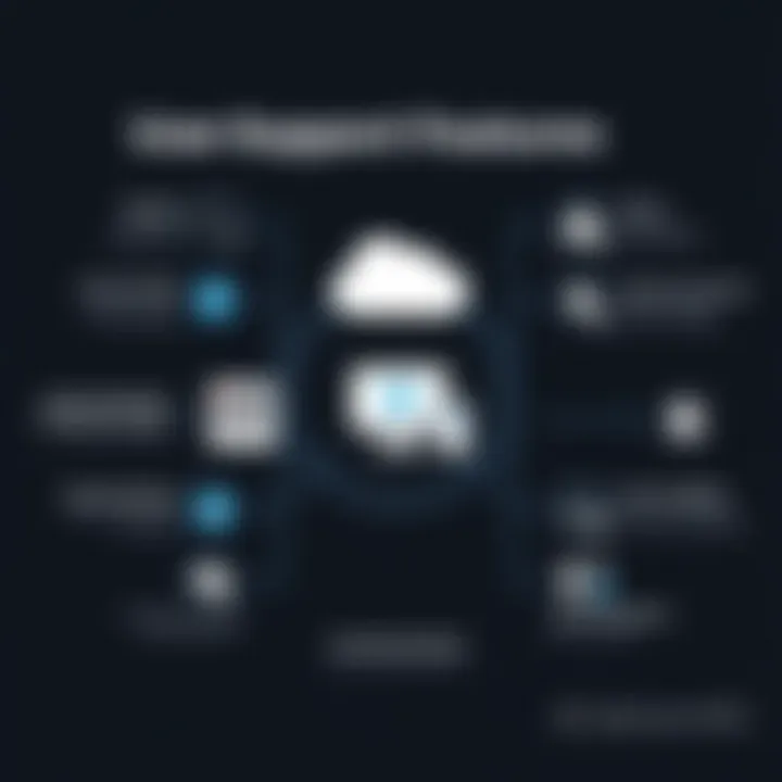 Diagram showcasing user support features of NeironVPS