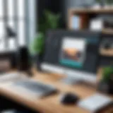 A modern workspace showcasing photo editing tools