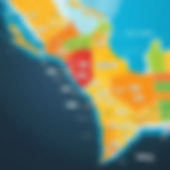 Map highlighting regional variations of Webex call-in numbers