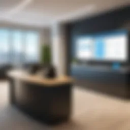 An organized reception area showcasing visitor management software in action